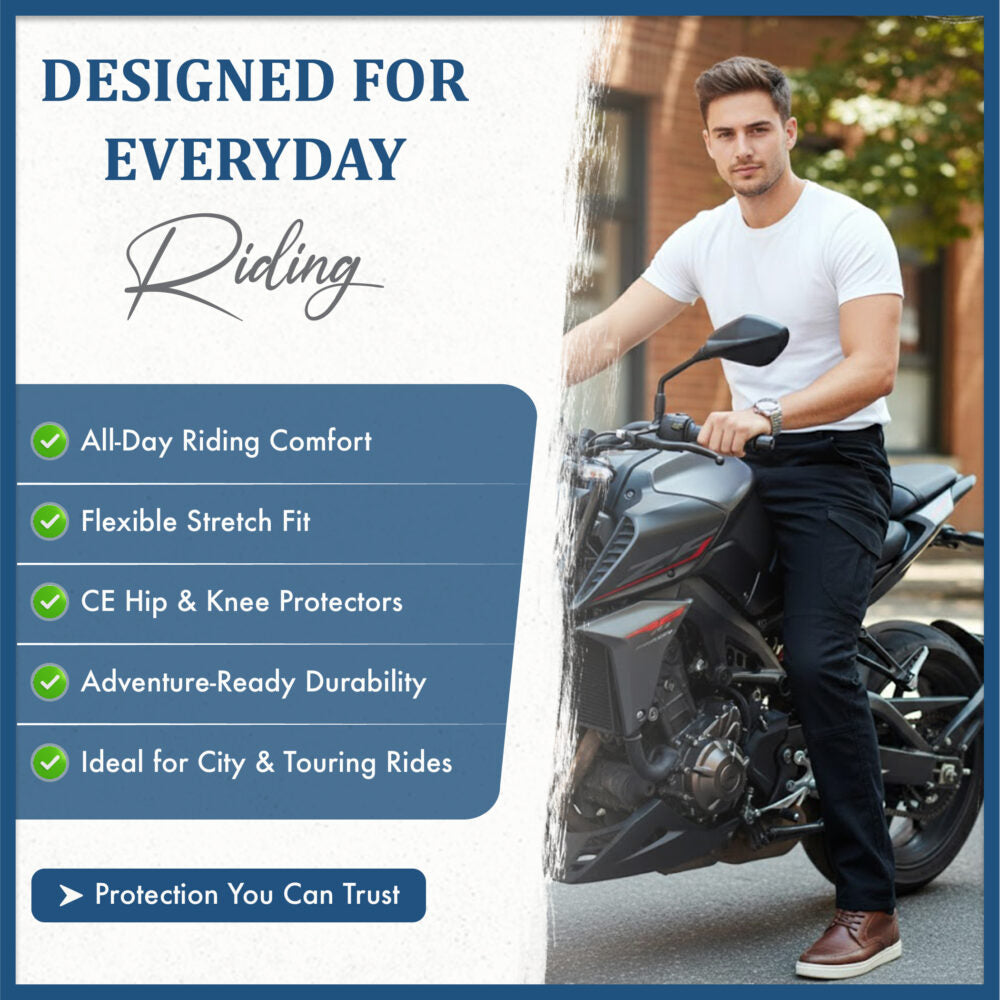 MetaArmor Torina BlackForge Cargo Pants for Men Lined with Aramid Fiber-CE-Certified Armors-Class AA Motorcycle Riding Pants