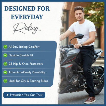 MetaArmor Torina BlackForge Cargo Pants for Men Lined with Aramid Fiber-CE-Certified Armors-Class AA Motorcycle Riding Pants