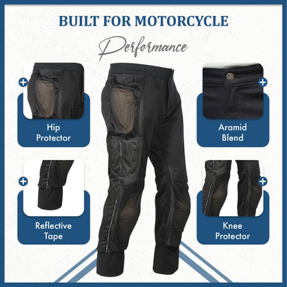 MetaArmor Torina BlackForge Cargo Pants for Men Lined with Aramid Fiber-CE-Certified Armors-Class AA Motorcycle Riding Pants