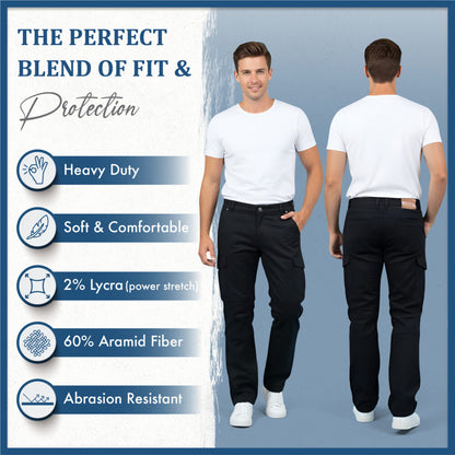 MetaArmor Torina BlackForge Cargo Pants for Men Lined with Aramid Fiber-CE-Certified Armors-Class AA Motorcycle Riding Pants