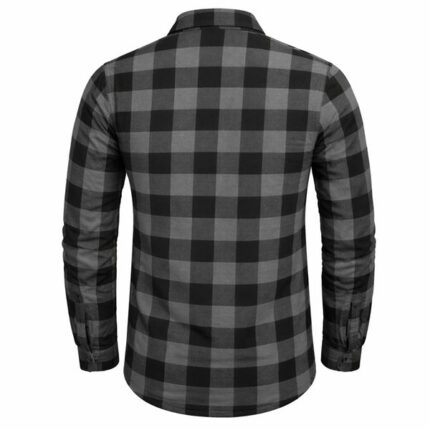 MetaArmor IronRoute Graphite Black Motorcycle flannel for men fully lined with Aramid fabric–CE certified Armor–Class AA Motorcycle Riding Shirt for men