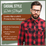 MetaArmor IronRoute Ember Red Motorcycle flannel for men fully lined with Aramid fabric–CE certified Armor–Class AA Motorcycle Riding Shirt for men - Image 7