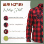 Motorcycle Riding Shirt with Armor/ Iron Route/ Ember Red Shirt - Image 2