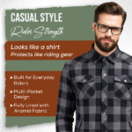 Motorcycle Riding Shirt with Armor/ Iron Route/ Graphite Black Shirt - Image 3